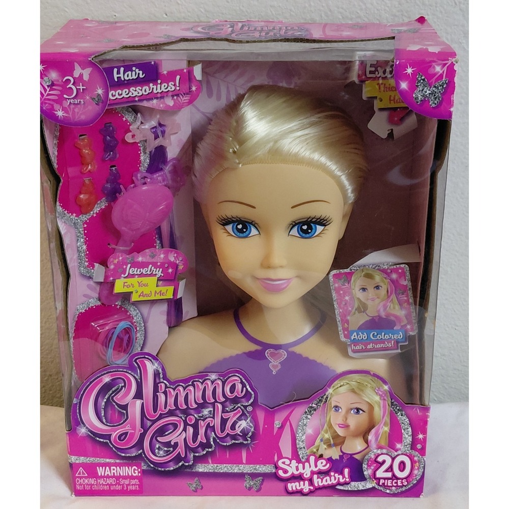 Glimma Girlz Style My Hair Styling Head 20 Piece Hair Accessories ZURU New
